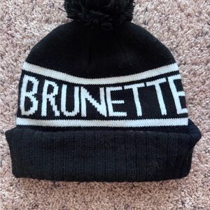 Brunette The Label Black and White Pom Beanie - small